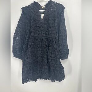 AE 77 American Eagle premium eyelet 100% organic cotton Black Sz M NWT